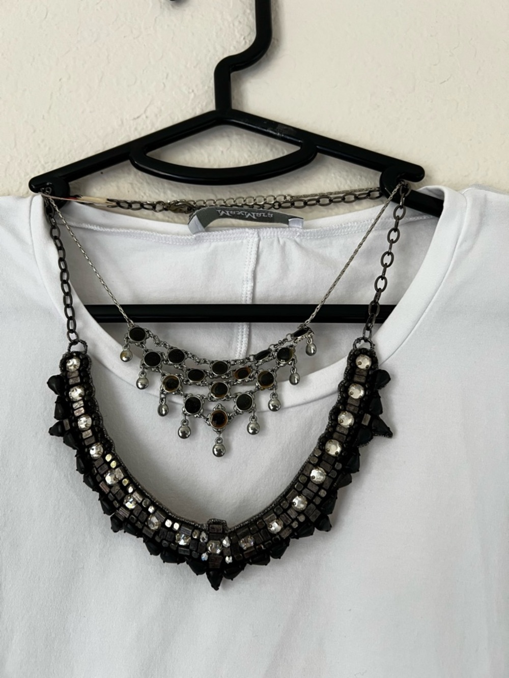 Two Black and Silver Layered Necklace - Unbranded